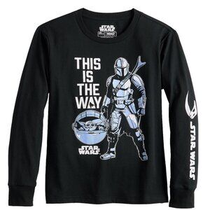 Boys Star Wars The Mandalorian Grogu aka Baby Yoda This is the Way L/S T-Shirt S